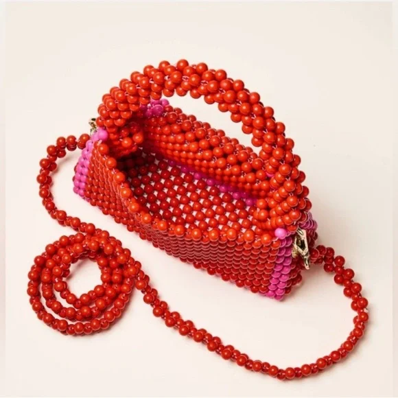 NWT Kate Spade x Target Beaded Top-Handle/Crossbody Bag in Red and Pink - Picture 3 of 7